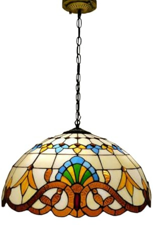 FUIBEJAE Lámpara Colgante de Candelabro Tiffany de 20 estilo Barroco con Vidrio Teñido, Lámpara Vintage para Pasillo, Balcón, Pasillo, Dormitorio, Cocina, Comedor, Amarilla