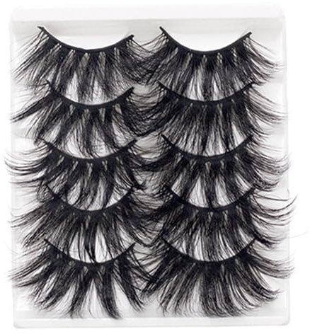 False Eyelashes, 5 Pairs Multi-Layered 25mm Lashes, 5D Dramatic Artificial Mink Lashes, Fluffy Thick Eyelashes, Mink