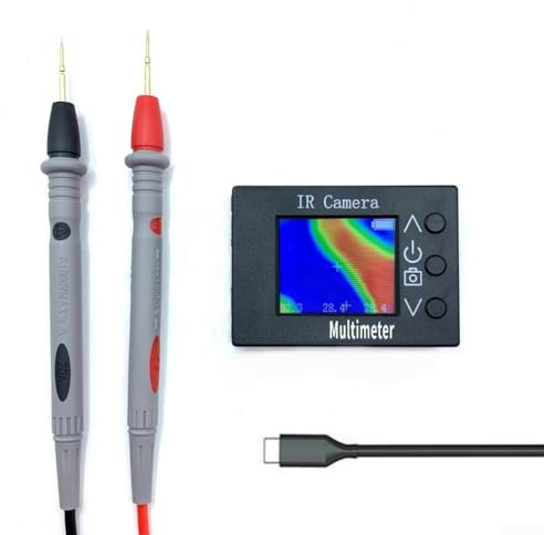 Multimètre d'imagerie thermique infrarouge 32 x 24 - Outil portable 2 en 1 avec fonctions multimètre numérique pour la surveillance de la tension, de la résistance et de la température