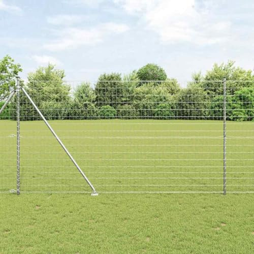 Recinzione decorativa da giardino a doppia asta, recinto con pali in argento, 1,6 x 10 m, in acciaio, per giardino, casa, cortile, versatile, può essere installata rapidamente
