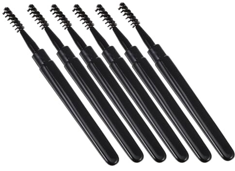 Beavorty 6 Piezas de Cepillos Aplicadores para Pestañas y Cejas, Mango Negro y Tapa, Ideales para Maquillaje Diario y Retoques