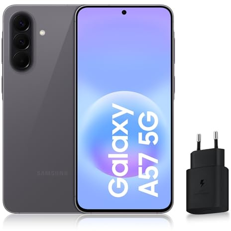 Samsung Galaxy A57 5G, Smartphone Android 5G avec l'IA Accessible à Tous, 256 Go, RAM 8 Go, Chargeur Secteur Rapide 25W Inclus, Smartphone déverrouillé, Gris, Version FR