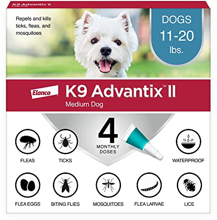 K9 Advantix II Medium Dog Vet-Recommended Flea, Tick & Mosquito Treatment & Prevention | Dogs 11-20 lbs. | 4-Mo Supply