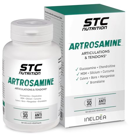 STC NUTRITION - Artrosamine - Complément alimentaire pour la résistance des articulations & la souplesse des tendons - Formule à base de plantes, minéraux & acides aminés - 120 gélules végétales