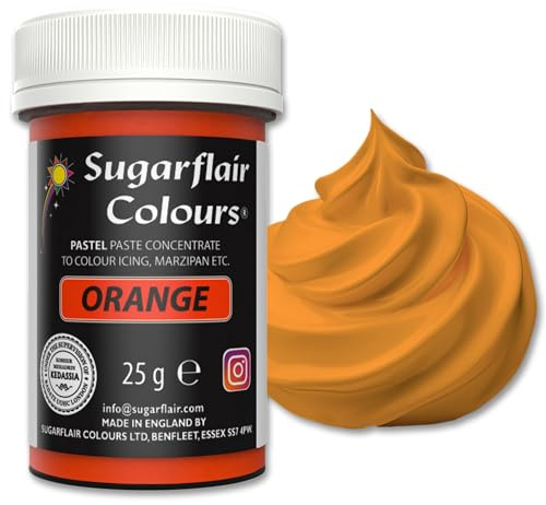 Sugarflair Pastel Orange Food Colouring Paste - Highly Concentrated Food Colouring for Use with Sugarpaste, Modelling Pastes, Fondant, Buttercream, Royal Icing, Cake Mixes and more - 25g