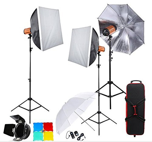 Gowe fotografia professionale illuminazione lampada kit set con 300 W flash da studio luce stroboscopica stand Softbox Barn Door Trigger