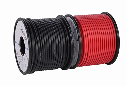 TUOFENG 16 awg Elektronischer Draht, 50 Meter Silikondraht Flexibler verzinnter Kupferdraht 25 m schwarzer und 25 m roter Litzen Hochtemperaturbeständigkeit