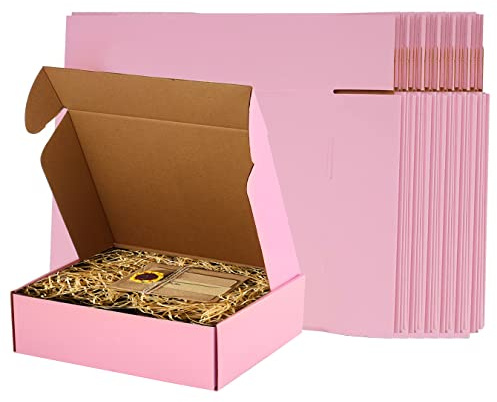 ICokin 11x9x3 Inch Pink Shipping Boxes Pack of 26, Corrugated Cardboard Mailer Box, Literature Mailer for Small Business (Pink)