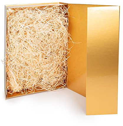 Magnetbox glänzend gold - inklusive Holzwolle - sehr groß - Luxus - Magnetverschluss - 350mm x 250 mm x 100 mm