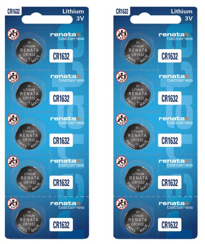 Renata CR1632 Lot de 10 piles bouton au lithium 3 V