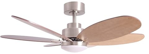 Sulion Ventilador de techo moderno, silencioso Rainbow, con luz led y mando a distancia Motor DC, 6 aspas, 3 velocidades.