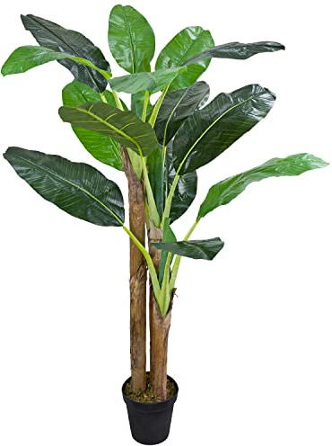 Decovego künstlicher Bananenbaum, Kunstpflanze, 190 cm, künstliche Bananenpflanze aus Kunststoff & Echtholz, pflegeleicht & allergikerfreundlich