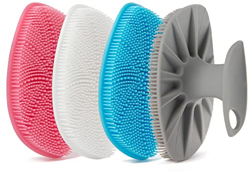 HieerBus Silikon Gesichtsreiniger, Gesichtsreinigungsbürste Silikon Gesichtswaschbürste, sanftes Peeling Pad Massagegerät, für Männer Frauen Reinigung und Peeling (4 Mischfarbe)