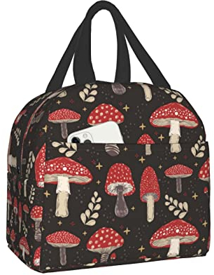 XVBCDFG Linda fiambrera con forma de hongo, fiambrera con aislamiento Bento Box, fiambrera impermeable reutilizable con bolsillo frontal para oficina, pícnic