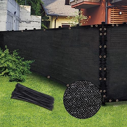 Black 4FT X 50FT Outdoor Privacy Screen - Fence & Mesh Cover, Ideal for Garden, Backyard Privacy, Slats, Freestanding