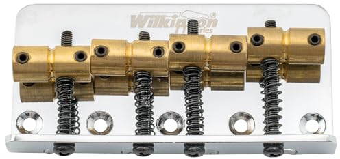 Wilkinson M Series WOB41 57mm Bass Steg Bridge Messing Saitenreiter Chrom | für 4-Saiter Precision/Jazz Bass E-Bass