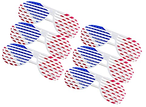 CIYODO 6 Stück Shutter Shades Sonnenbrillen Mit Amerikanischer Flagge Leicht Und Bequem Für Partys Und Veranstaltungen Am 4