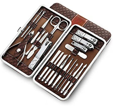 Set de Manicura Pedicura Conjunto de clipper de uñas Conjunto de manicura portátil Pedicure Set de pedicura conjunto de belleza (conjunto de 21 piezas) Manicura Pedicura Kit ( Color : Brown-21 piece s