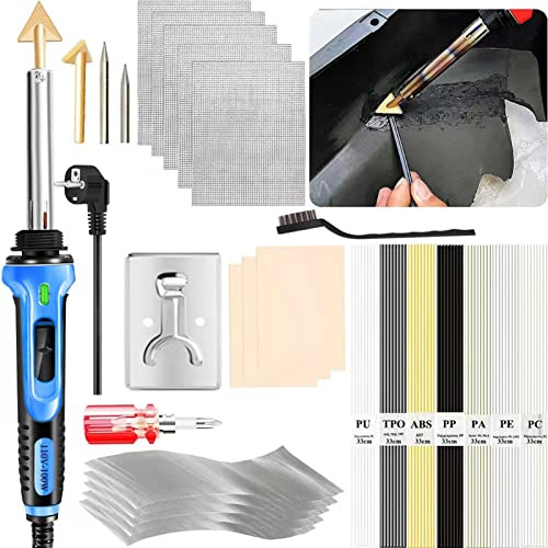 Kit de soldadura de plástico de 100 W, soldador de plástico 2 en 1 y pistola de soldador, pistola de 3 velocidades para reparación de kayak de parachoques,