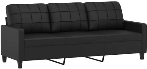 Rantry Divano a 3 posti in pelle sintetica nera 180 cm Divani