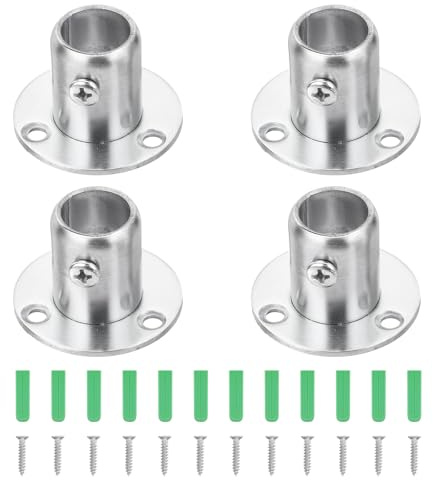QUARKZMAN Soporte de Barra de Armario, 4 Piezas de Soporte de Acero Inoxidable para Barra de Armario, Soportes de Extremo de Barra de Armario para Barra de 16 mm de Diámetro, Plata
