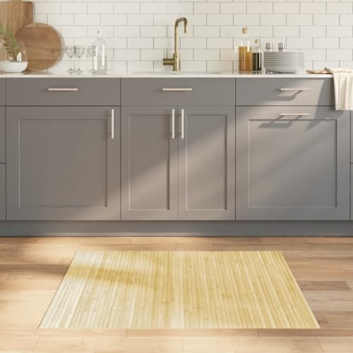 Tidyard Teppich Bambusmatte Wohnzimmerteppich Badezimmerteppich Bambusteppich rutschfest für Wohnzimmer,Läufer Küchenteppich Flurteppich Rechteckig Hell Natur 80x100 cm Bambus