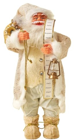 JAWSEU Figura de Papá Noel de 60 cm Papá Noel Realista de pie Figuras Tradicionales de Papá Noel Decoraciones para Mesa de Navidad Adorno de Papá Noel muñeco de Navidad para Ventana Mesa y Chimenea