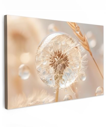 MuchoWow© Leinwandbild Groß XXL Dekoration Wohnzimmer Bilder Pictures Wall | 120x80 cm - Decoration Living Room Wohnungs Deko Moderne Bild Pusteblume - Wasser - Natur - Stillleben - Modern