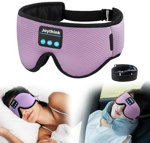 Joythink Schlafkopfhörer Schlafmaske Augenmaske 3D Deep Bluetooth zum Schlafen Verdunkelung Waschbar Musik Augenabdeckung mit Lautsprechermikrofonen Lila