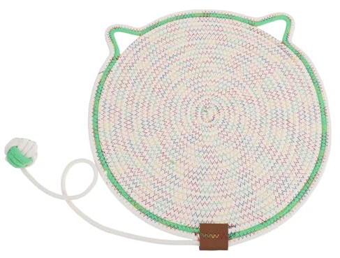 CAPASTEC Alfombra Rascadora para Gatos De Cuerda De Algodón 50Cm 1Pc | Colores Variados, Diámetro 50Cm, Redonda, Horizontal, Con Pelota, Doble Cara