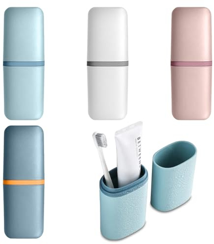 SPOKKI 4 Stück Zahnbürsten Etui, Zahnputzbecher, Reisezubehör, Zahnbürste Reiseetui, Zahnbürsten Aufbewahrung, Ideal Für Zu Hause, Auf Reisen Und Unterwegs