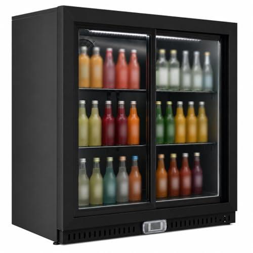 Générique Arrière Bar Réfrigéré 2 Portes Coulissantes Vitrées 900 mm - 192 L - Froid Ventilé - R290