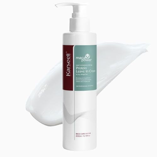Karseell MACA CARE SYSTEM Crema de Proteínas Leave in Sin Aclarado Antifrizz Tratamiento Cabello Seco y Dañado Hidratación Intensa Reparador Capilar Fortalecedor Brillo Suavidad Profesional 200ml