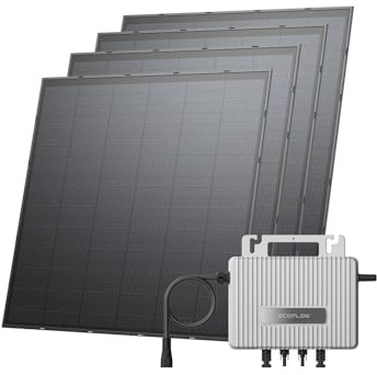 ECOFLOW STREAM Balkonkraftwerk 0% VAT, 800 W Mikro-Wechselrichter, 4 × 250 W PV Solarpanels, WLAN & App-Steuerung für Balkon, Garten, Dach, Wandmontage