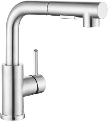 APPASO Wasserhahn Küche Ausziehbar, Küchenarmatur Herausziehbarer Spray mit 2 Funktionen, Hochdruck Armatur Küche, 360° Schwenkbare Küchenarmatur mit Brause für Spültisch, L Form & Edelstahl