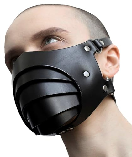 Faxianther Me Women Punk Leather Mask Sexy Rivets PU Leather Halloween Cosplay Raves Night Club Masquerade Half Face Mask
