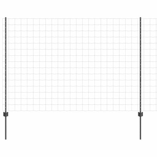 vidaXL Stängsel med stolpe Grå 1,6 x 10 m Stål och PVC, Justerbar utomhusavskiljare, modern trädgårdsgrind, hållbar avdelare, mångsidig privacypartition för bakgårdar