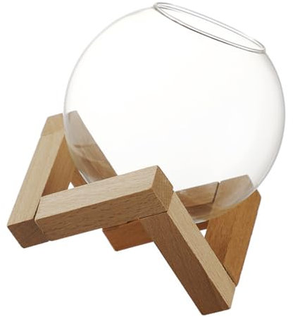 LABRIMP Vasos para Cócteles de Vidrio Soporte de Madera, Forma Redonda y Diseño Creativo, Ideales para Restaurante y Fiesta
