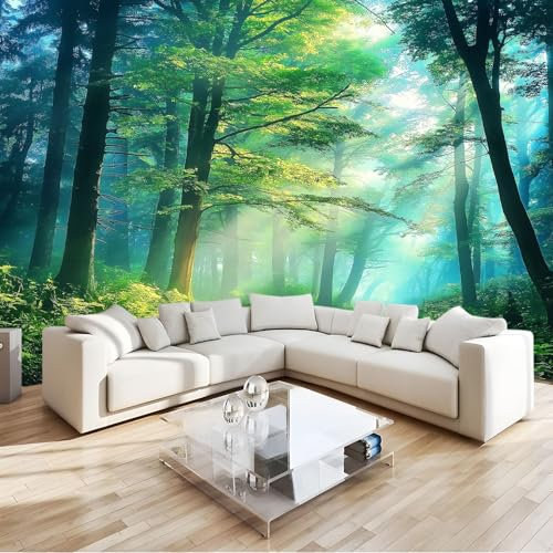 Generico Murals Fotomurali Paesaggio Bosco Fitto, 350 x 256 cm Decorazione da Muro Poster Giganti Verde per Camere da Letto Soggiorni Camera dei Bambini Sfondo Carta da parati