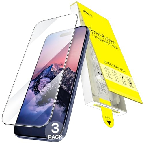 JETech Skärmskydd för iPhone 17 Pro 6,3-Tum, Ett-Stegs Enkelt Installation med Bubblfri Montering Autocenteringsram, 9H Härdat Glasfilm, HD Klar, 3-Pack