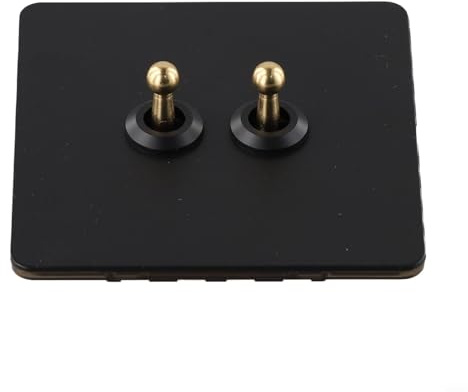 GANCEI Interruptor de palanca, 86 tipos de panel de acero inoxidable de pared de 2 vías interruptor de luz con varilla de latón 1 vía 2 vías para control de iluminación (2 bandas)