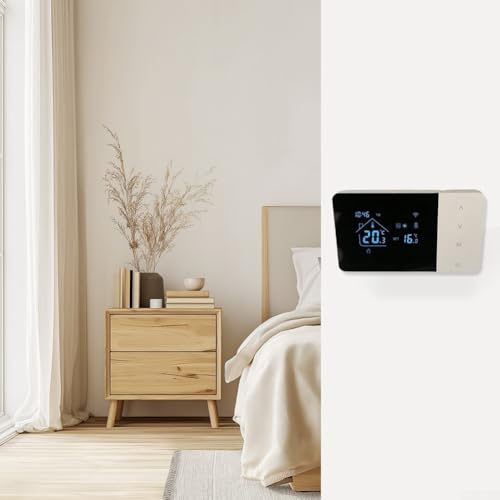 Termostato inteligente inalámbrico, controlador de temperatura programable semanal digital de calefacción de caldera con control remoto para smartphone (sin WiFi)