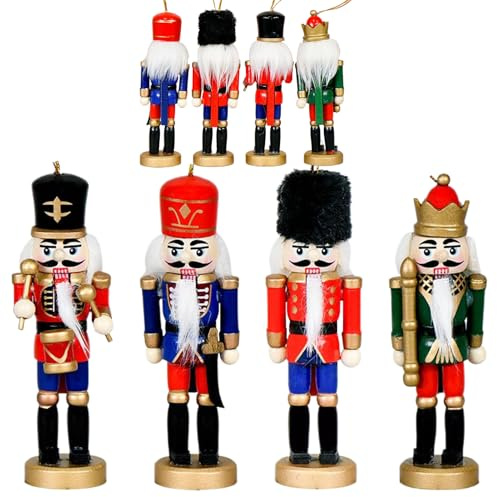Genérico Navideños De Cascanueces,Soldado De Madera Cascanueces - Juego De 4 Piezas Centros De Mesa De Madera para Decoración De Interiores Chimenea Estantería Ventana Pared