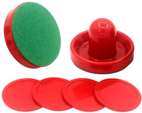 Air Hockey - Set di dischi e spintori di ricambio, confezione di dischi rotondi per accessori da tavolo da gioco, 5,8 cm, colore: rosso
