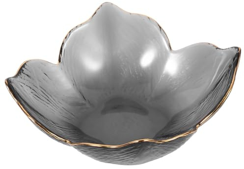 YARNOW Grey Glass Salad Bowl Petal Design Fruit Serving Bowl 7.68 in Dessert for Salads Snacks Pasta Family Gatherings Parties Weddings Bars and Restaurants 1 Piece