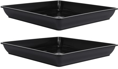 SHERCHPRY Sottovaso Quadrato 35x35 in Pp Nero 2 Pezzi, Piattini per Piante da Interno e Giardino, Protezione Antigoccia per Vaso da Fiori, Mantiene Pulita L'area