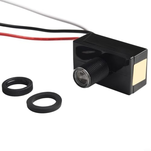 Photocell Lichtsensor IP65, Dämmerungsschalter für Außenbeleuchtung, 240VAC 500W, automatisch Ein/Aus, wetterfest für LED & Glühlampen, Garten & Einfahrt, schwarz