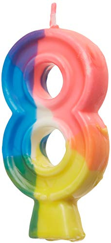 Vibrant Number 8 Rainbow Birthday Candle - 2.75 (1 Pc) - Perfect for Memorable Eighth Birthday Celebrations