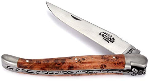 Forge De Laguiole Collection Taschenmesser - 12 cm - Griffschalen Thuja Maserholz - Klinge 10 cm und Backen matt