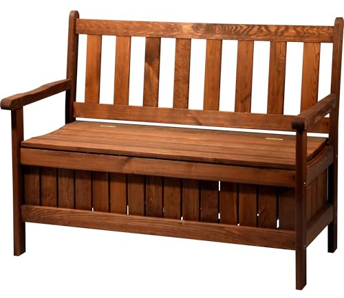 dobar® Green Label 29350FSC Truhebank | Gartenbank aus geöltem Kiefernholz | Massivbank mit Stauraum 98 L | Sitzbank für Garten/Terrasse/Balkon | 115 x 58 x 89 cm | Braun